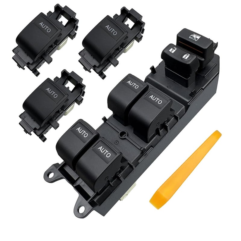 BELGEMAY 4-Door Auto Window Switch Upgrade Kit with Ice Blue Backlit Buttons – Direct Fit for 2007-2012 Toyota RAV4 Driver Side, Plug & Play (Includes Trim Tool) - Image 1